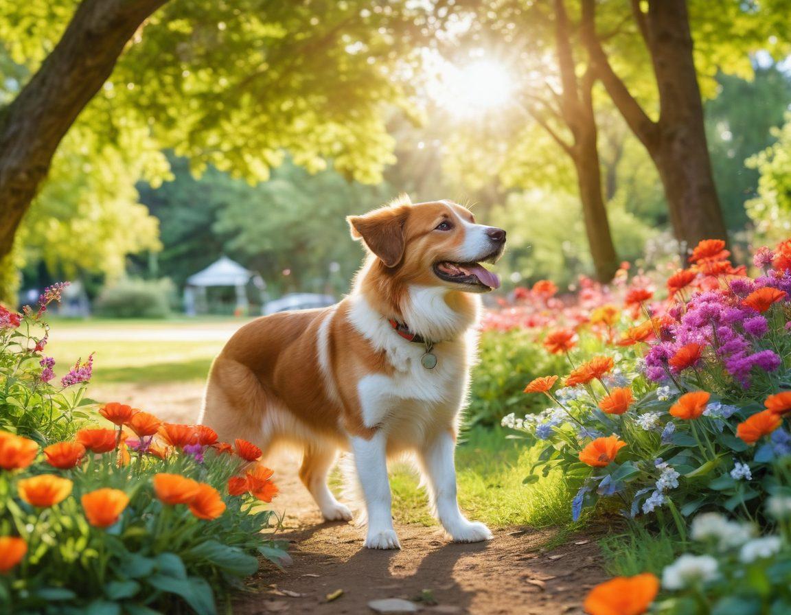 A joyful pet owner embracing their playful dog in a bright, sunny park, surrounded by lush green trees and colorful flowers. The scene captures a variety of pets like cats, birds, and rabbits playing together, illustrating the happiness and companionship that pet ownership brings. Vibrant colors, warm sunlight streaming through the leaves, and a sense of joyous energy in the atmosphere. super-realistic. vibrant colors. natural setting.
